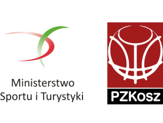 Logo Ministerstwa Sportu i Turystyki oraz Polskiego Związku Koszykówki