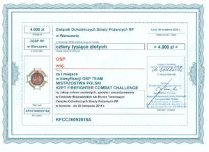 foto: I miejsce OSP "Cukrownia" na mistrzostwach Polski - osp dyplom e1538649275398 300x218