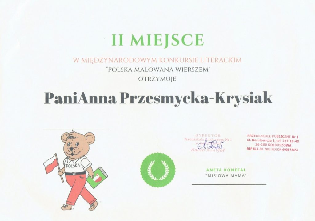 foto: Ponowny sukces literacki MP5 - Dyplom Polska wierszem malowana 1024x718
