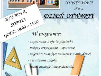 plakat z zaproszeniem na dzień otwarty w SP2
