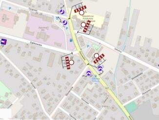 Zrzut ekranu z mapy objazdu - grafika ilustracyjne